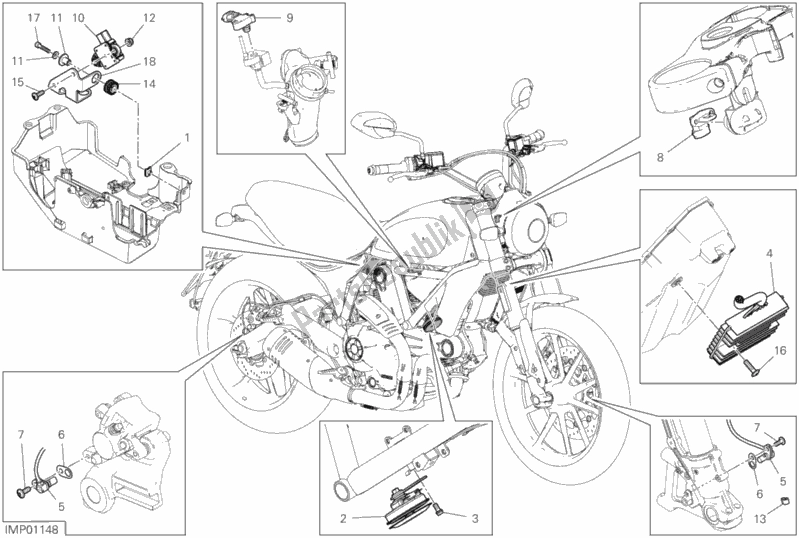 Tutte le parti per il 13d - Dispositivi Elettrici del Ducati Scrambler Icon Dark Thailand USA 803 2020